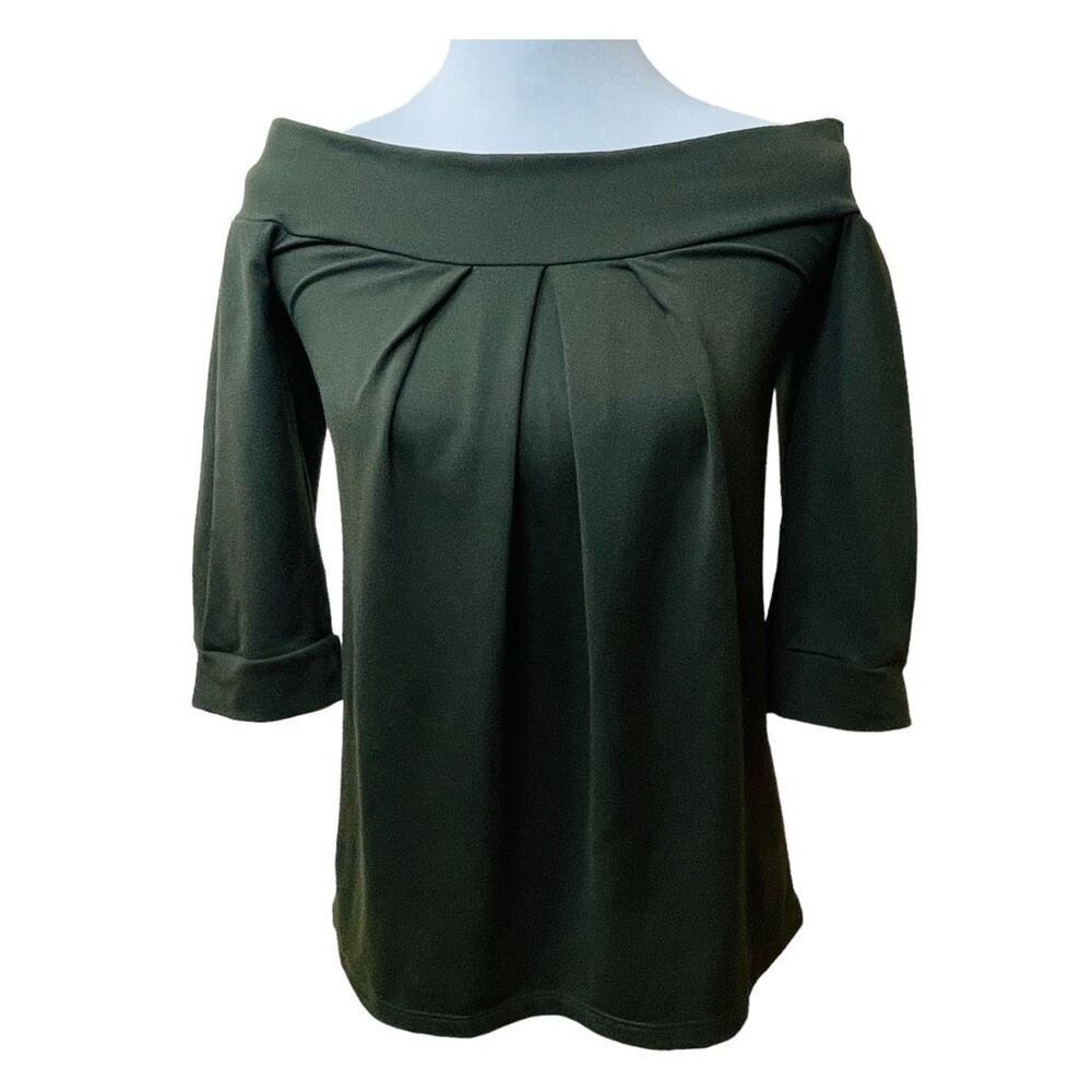 Susana Monaco Off Shoulder 3/4 Sleeve Top Green size Small